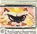 FINAL SALE Italian Hand Painted Angry Cat Face on Pink