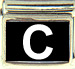 White Block Letter C with Black Background
