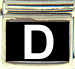 White Block Letter D with Black Background