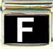 White Block Letter F with Black Background