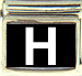 White Block Letter H with Black Background