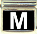 White Block Letter M with Black Background