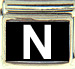 White Block Letter N with Black Background