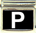 White Block Letter P with Black Background
