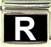 White Block Letter R with Black Background