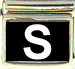White Block Letter S with Black Background