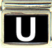 White Block Letter U with Black Background