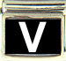 White Block Letter V with Black Background