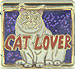 Cat Lover with White Cat on Purple