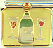 Champagne Bottle with Glasses on Yellow