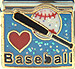 Heart Baseball on Sparkle Blue with Baseball Bat and Ball