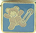 Boy Teddy on Blue with Diaper Pin