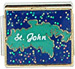 St. John Island on Sparkle Dark Blue w Wht Text