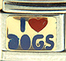 Blue I Love Dogs Text on Gold