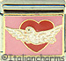 White Dove of Peace on Red Heart with Pink