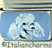 Handpainted White Poodle on Blue