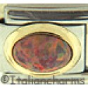October Orange Hologram Oval Stone