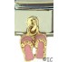 Dangle Pair of Pink Flip Flops with Gold Strap