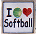 I Love Softball with Red Heart