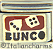 Bunco Text with Dice on Red