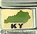 Green Kentucky Outline with KY on Gold