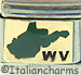 Green West Virginia Outline with WV on Gold