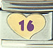 Purple 16 on Gold Heart