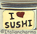 I Love Sushi on Gold with Red Heart