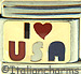 I Love USA with Red Heart on Gold