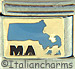 Light Blue Massachusetts Outline with MA on Gold