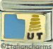 Light Blue Utah Outline with UT on Gold