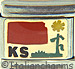 Red Kansas Outline with KS on Gold